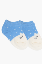 Kedi Desenli Bebek 2'li Çorap Seti Mavi 0-3 Ay - Görsel 2