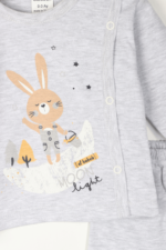 Tavşan Desenli Erkek Bebek İkili Pijama Takımı Gri - Görsel 6