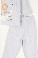 Tavşan Desenli Erkek Bebek İkili Pijama Takımı Gri - Görsel 5