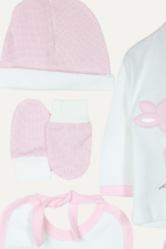 Sevimli Ceylan Nakışlı Kız Bebek 5'li Yenidoğan Hastane Seti Pembe - Görsel 7