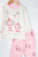 Sevimli Fil Desenli Kız Çocuk İkili Pijama Takımı - Görsel 4