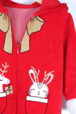 Yılbaşı Noel Temalı Kız Bebek Kadife Tulum Kırmızı - Görsel 6