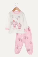 Sevimli Fil Desenli Kız Çocuk İkili Pijama Takımı