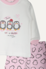 Üç Penguen Desenli Kız Bebek İkili Pijama Takımı Pembe - Görsel 3