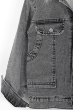 Cepli Kapüşonlu Kürklü Kız Çocuk Kot Ceket - Görsel 3