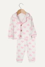 Kalpli Desenli Kız Bebek İkili Pijama Takımı Pembe