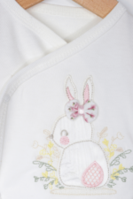 Sevimli Tavşan Nakışlı Kız Bebek 5'lı Yenidoğan Hastane Çıkışı Seti - Doğal Beyaz - Görsel 2