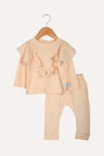 Fırfır Detaylı ve Fiyonk Süslemeli Kız Bebek İkili Takımı - Görsel 6
