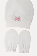 Sevimli Tavşan Nakışlı Kız Bebek 5'lı Yenidoğan Hastane Çıkışı Seti - Doğal Beyaz - Görsel 5