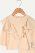 Fırfır Detaylı ve Fiyonk Süslemeli Kız Bebek İkili Takımı - Görsel 7