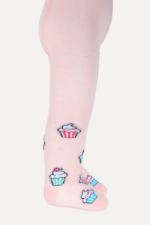 Cupcake Desenli Kız Çocuk Külotlu Çorap 1-2 Yaş Pembe