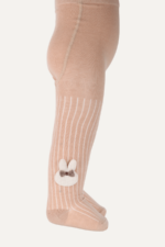 Sevimli Tavşan Kabartmalı Çizgili Kız Çocuk Külotlu Çorap