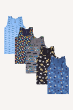 Karışık Desenli 5'li Erkek Çocuk Atlet Seti