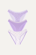 Kız Çocuk Şirin Dantelli 3'lü Külot Seti 12-13 Yaş Lila