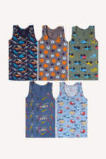 Eğlenceli ve Rahat Desenli 5'li Erkek Çocuk Atlet Seti 5-6 Yaş - Görsel 2