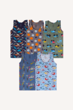 Eğlenceli ve Rahat Desenli 5'li Erkek Çocuk Atlet Seti 5-6 Yaş - Görsel 3