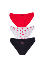 Kız Çocuk Simli Kalpli Tasarım 3'lü Çocuk Külot Seti