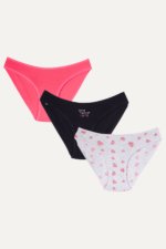 Kız Çocuk Simli Kalpli 3'lü Külot Seti - Görsel 2
