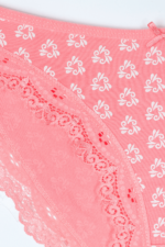 Kız Çocuk Baskılı Dantelli 3'lü Külot Seti 17-18 Yaş Somon-Lacivert - Görsel 4