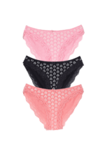 Kız Çocuk Baskılı Dantelli 3'lü Külot Seti 17-18 Yaş