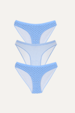 Kız Çocuk Çizgili ve Çiçek Desenli 3'lü Çocuk Külot Seti 15-16 Mavi