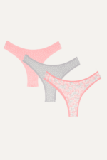 Kız Çocuk Zarif Çiçek Desenli Brazilian 3'lü Külot Seti - Görsel 3