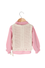 Kız Bebek Nakış Detaylı Örgü Yelekli 3'lü Takım Pembe - Görsel 4