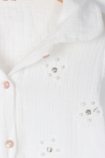 Kız Çocuk Şık Piliseli Etek ve Gömlekli İkili Takımı Beyaz-Bej - Görsel 3