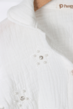 Kız Çocuk Şık Piliseli Etek ve Gömlekli İkili Takımı Beyaz-Bej - Görsel 5