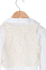 Kız Çocuk Zarif Dantel Yelekli ve Gömlekli 3'lü Takım Beyaz - Görsel 4