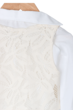 Kız Çocuk Zarif Dantel Yelekli ve Gömlekli 3'lü Takım Beyaz - Görsel 3