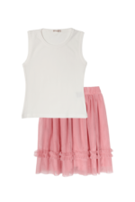 Kız Çocuk Lastikli Cetekli ve Türlü Etekli 3'lü Takım Bej-Pembe - Görsel 3