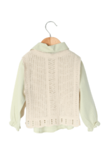 Kız Çocuk Nakış Detaylı Örgü Yelekli 3'lü Takım Yeşil - Görsel 4