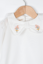 Kız Çocuk Nakışlı Yaka ve Çiçek Desenli Elbise Gömlek Takımı Pembe - Görsel 5