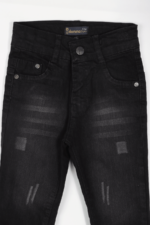 Erkek Bebek Lazer Çizgili Siyah Kot Pantolon - Görsel 4