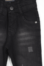 Erkek Bebek Lazer Çizgili Siyah Kot Pantolon - Görsel 6