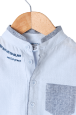 Erkek Çocuk Yarım Düğmeli Gömlek ve Pantolon İkili Takımı Mavi - Görsel 2