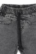 Erkek Bebek Bel Lastikli Gri Kot Pantolon - Görsel 6