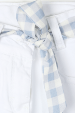 Kız Çocuk Kareli Gömlek ve Beyaz Pantolon İkili Takımı Mavi - Görsel 3