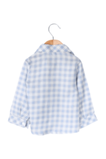 Kız Çocuk Kareli Gömlek ve Beyaz Pantolon İkili Takımı Mavi - Görsel 5