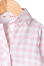 Kız Çocuk Kareli Gömlek ve Beyaz Pantolon İkili Takımı Pembe - Görsel 2