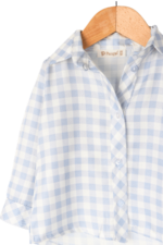 Kız Çocuk Kareli Gömlek ve Beyaz Pantolon İkili Takımı Mavi - Görsel 4