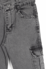 Erkek Çocuk Rahat Gri Kot Jogger Pantolon - Görsel 5