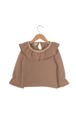 Kız Çocuk Fırfırlı ve Dantel Detaylı Sweatshirt Kahverengi - Görsel 4