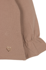 Kız Çocuk Fırfırlı ve Dantel Detaylı Sweatshirt Kahverengi - Görsel 3
