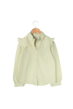 Kız Çocuk Çiçek Nakış Detaylı Fırfırlı Gömlek Açık Yeşil