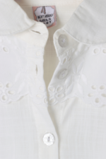 Kız Çocuk Çiçek Nakış Detaylı Fırfırlı Gömlek Krem - Görsel 3