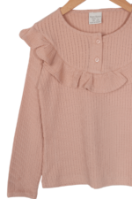 Kız Çocuk Düğmeli Fırfırlı Uzun Kollu Sweatshirt Vizon - Görsel 2