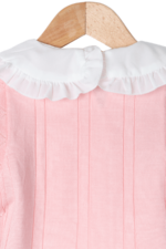 Kız Çocuk Fırfırlı Yaka Triko Yelekli ve Kot Pantolon 3'lü Takımı Pembe - Görsel 5