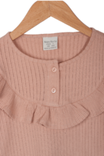 Kız Çocuk Düğmeli Fırfırlı Uzun Kollu Sweatshirt Vizon - Görsel 6